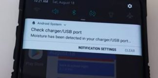 Zjištění vlhkosti v nabíjecím portu telefonu Samsung