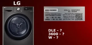 Číslo modelu sušičky LG, vysvětlení dekódování