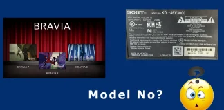 Vyhledání čísla modelu televizoru Sony