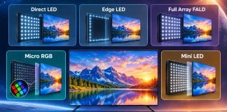 Vysvětlení typů podsvícení televizorů, Direct LED, Edge LED, Full Array FALD, Micro RGB a Mini LED